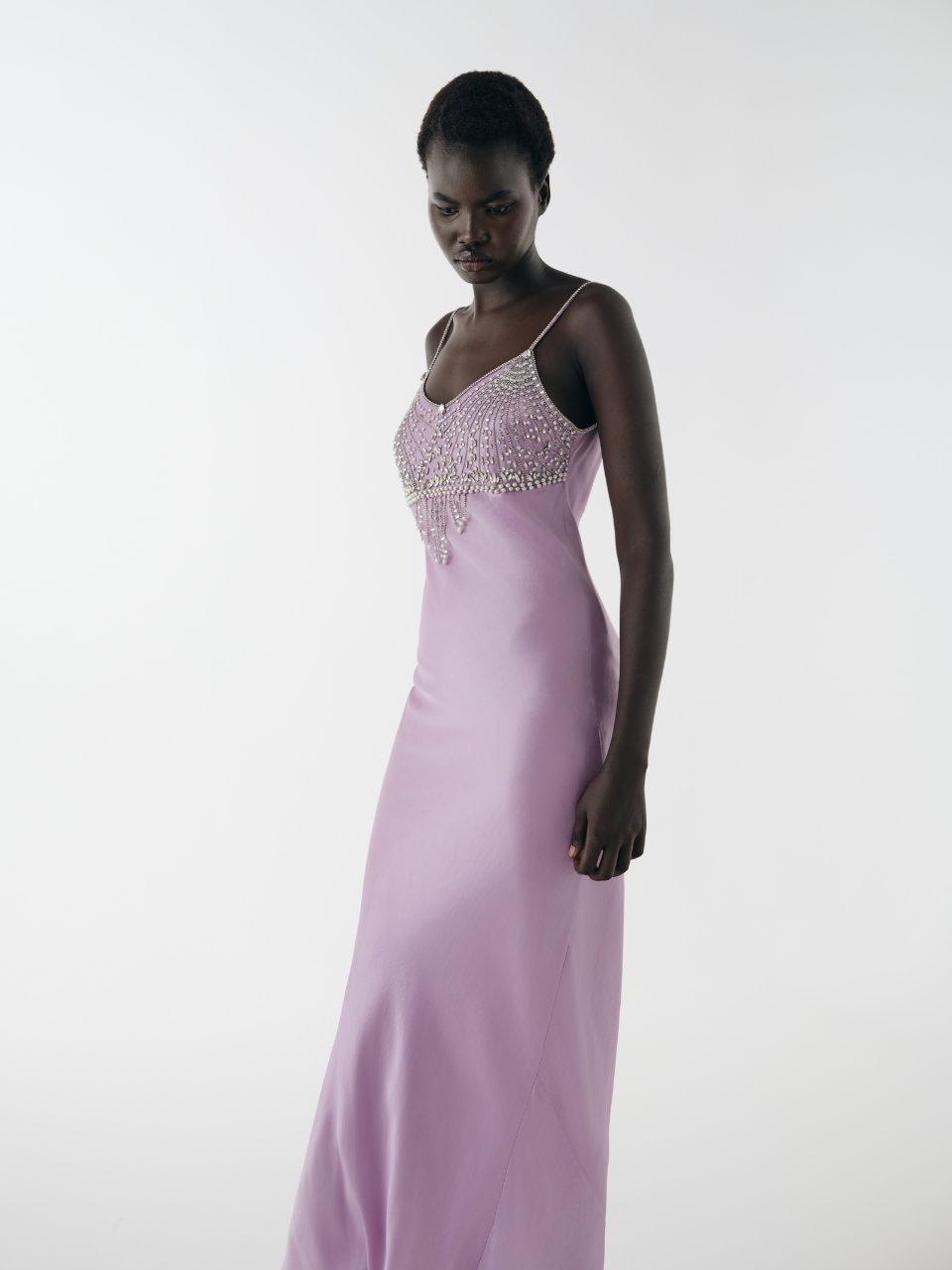 fitted lace wedding dress Sitara Slip Dress in Amethyst – Luxury Hand-Beaded Silk Gown