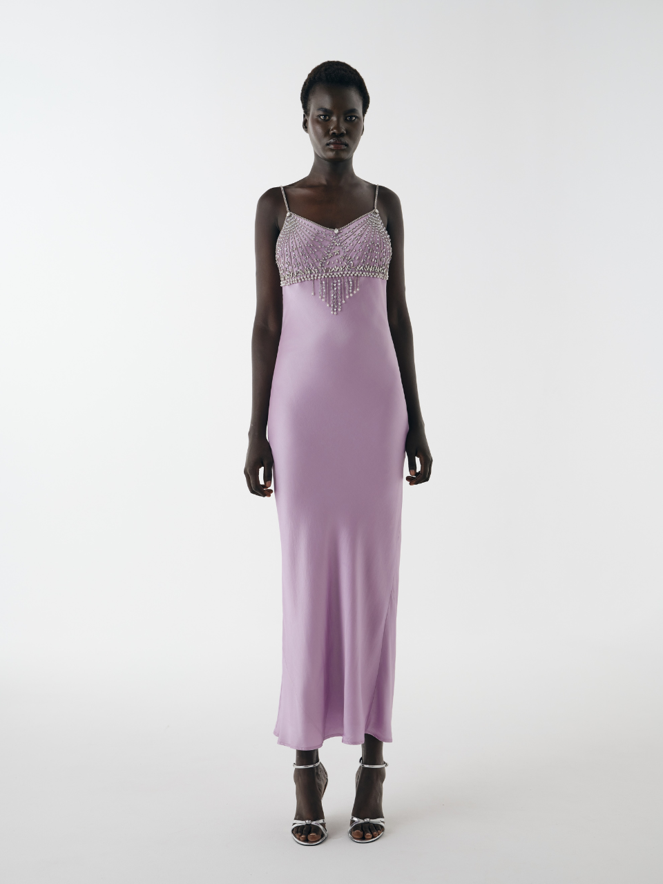 fitted lace wedding dress Sitara Slip Dress in Amethyst – Luxury Hand-Beaded Silk Gown